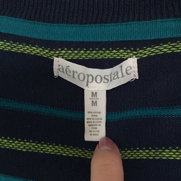 Aeropostale | cardigan, v-neck, button, blue green - Picture 2 of 7